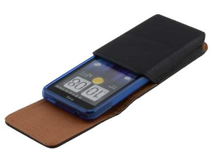 Textured Synthetic Leather Vertical Belt Pouch (Bumper Case Compatible) for HTC Velocity 4G