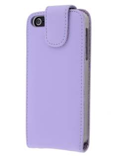 Genuine Leather Flip Case for iPhone SE(1st Gen)/5s/5 - Light Purple