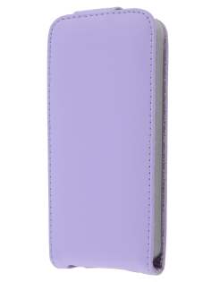 Genuine Leather Flip Case for iPhone SE(1st Gen)/5s/5 - Light Purple