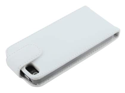 Genuine Leather Flip Case for iPhone SE(1st Gen)/5s/5 - White