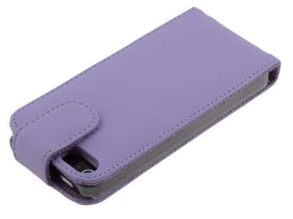 Genuine Leather Flip Case for iPhone SE(1st Gen)/5s/5 - Light Purple