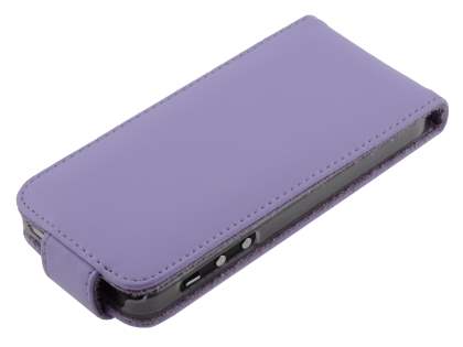Genuine Leather Flip Case for iPhone SE(1st Gen)/5s/5 - Light Purple