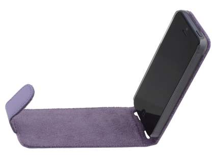 Genuine Leather Flip Case for iPhone SE(1st Gen)/5s/5 - Light Purple