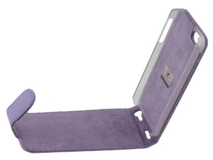 Genuine Leather Flip Case for iPhone SE(1st Gen)/5s/5 - Light Purple