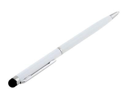 Universal Finger-Touch Dual Stylus & Pen - Pearl White Capacitive Stylus