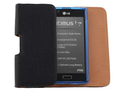 Textured Synthetic Leather Belt Pouch (Bumper Case Compatible) for LG Optimus L7 P700