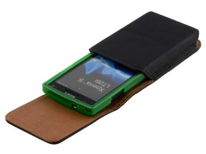 Textured Synthetic Leather Vertical Belt Pouch (Bumper Case Compatible) for Sony Xperia S LT26i
