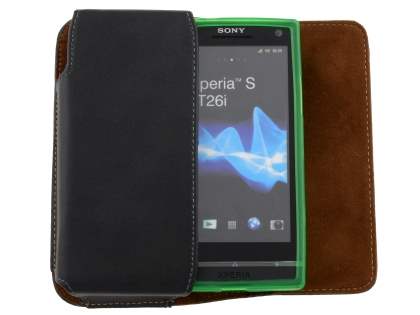 Extra-tough Genuine Leather ShineColours belt pouch (Bumper Case Compatible) for Sony Xperia S LT26i