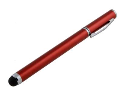 Universal Finger-Touch Stylus & Ball-Point Pen - Metallic Red Capacitive Stylus