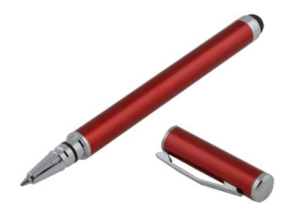Universal Finger-Touch Stylus & Ball-Point Pen - Metallic Red