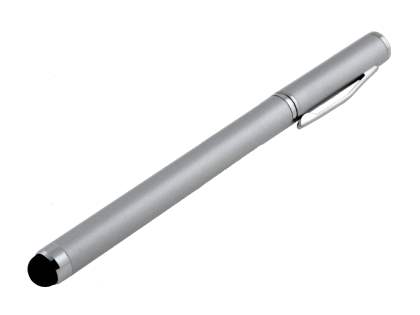 Universal Finger-Touch Stylus & Ball-Point Pen - Silver Capacitive Stylus