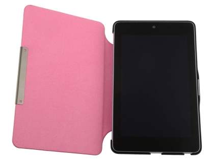 Synthetic Leather Flip Cover with Built-In Stand for Asus Google Nexus 7 2012 - Pink/Black