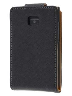 LG Optimus L3 E400 / L2 E405 Synthetic Leather Flip Case - Black