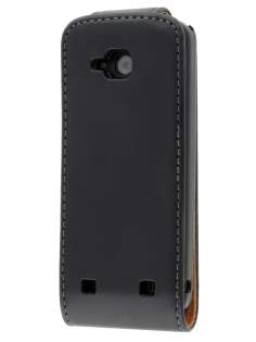 Synthetic Leather Flip Case for Nokia C5 - Black Leather Flip Case