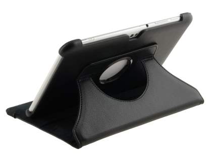 VELOCITY Synthetic Leather 360% Swivel Flip Case for Samsung Galaxy Tab 8.9 4G - Classic Black Leather Flip Case