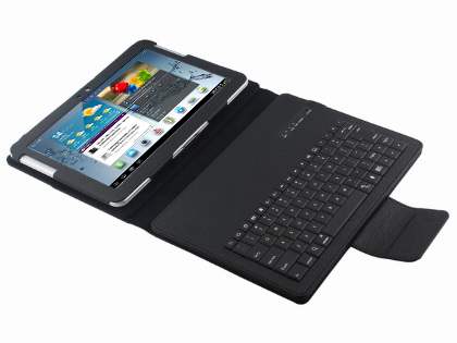 Synthetic Leather Bluetooth Keyboard Case for Samsung Galaxy Tab 2 10.1 - Black