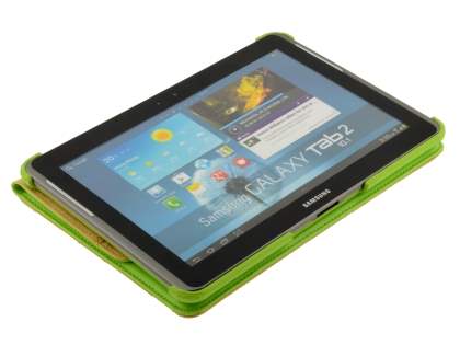 VELOCITY Synthetic Leather Swivel Flip Case for Samsung Galaxy Tab 10.1 - Lime Green