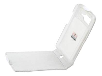 Genuine Leather Flip Case for HTC Desire HD - Pearl White