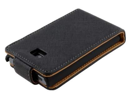 LG Optimus L3 E400 / L2 E405 Synthetic Leather Flip Case - Black