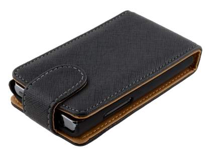 LG Optimus L3 E400 / L2 E405 Synthetic Leather Flip Case - Black