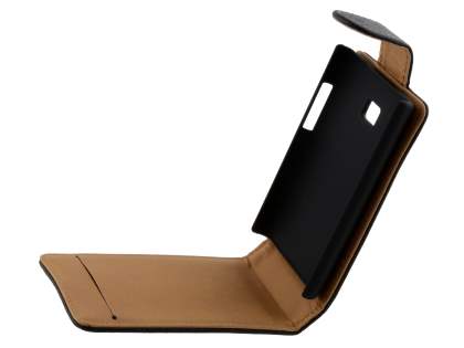 LG Optimus L3 E400 / L2 E405 Synthetic Leather Flip Case - Black