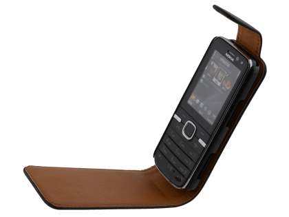 Synthetic Leather Flip Case for Nokia C5 - Black