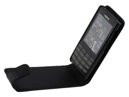 Synthetic Leather Flip Case for Nokia X3-02 - Black