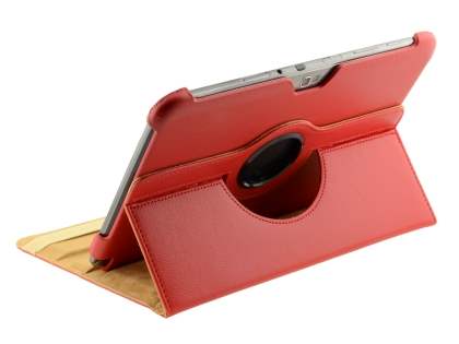 Samsung Galaxy Note 10.1 4G VELOCITY Synthetic Leather 360° Swivel Flip Case - Red