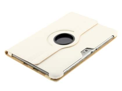 Samsung Galaxy Note 10.1 4G VELOCITY Synthetic Leather 360° Swivel Flip Case - Pearl White