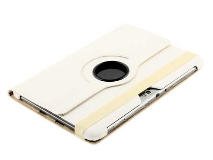 Samsung Galaxy Note 10.1 4G VELOCITY Synthetic Leather 360° Swivel Flip Case - Pearl White