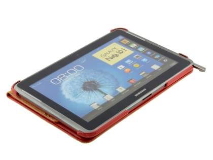 Samsung Galaxy Note 10.1 4G VELOCITY Synthetic Leather 360° Swivel Flip Case - Red