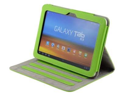 Samsung Galaxy Tab 8.9 4G Synthetic Leather Flip Case with Dual-Angle Tilt Stand - Green