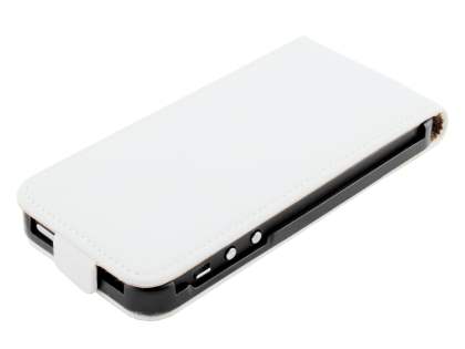 Slim Genuine Leather Flip Case for iPhone SE(1st Gen)/5s/5 - Pearl White