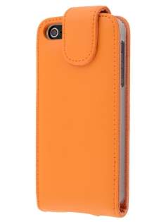 Genuine Leather Flip Case for iPhone SE(1st Gen)/5s/5 - Orange