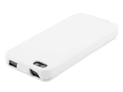 Synthetic Leather Flip Case for iPhone SE(1st Gen)/5s/5 - Pearl White