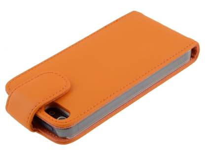 Genuine Leather Flip Case for iPhone SE(1st Gen)/5s/5 - Orange