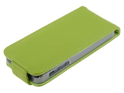 Genuine Leather Flip Case for iPhone SE(1st Gen)/5s/5 - Green