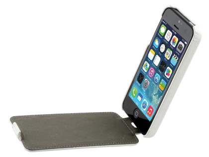Synthetic Leather Flip Case for iPhone SE(1st Gen)/5s/5 - Pearl White