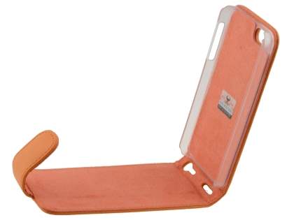 Genuine Leather Flip Case for iPhone SE(1st Gen)/5s/5 - Orange