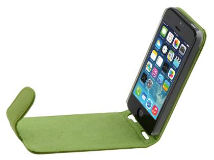 Genuine Leather Flip Case for iPhone SE(1st Gen)/5s/5 - Green