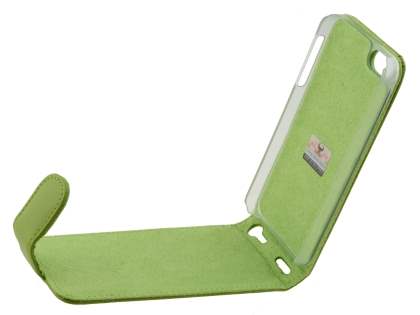 Genuine Leather Flip Case for iPhone SE(1st Gen)/5s/5 - Green