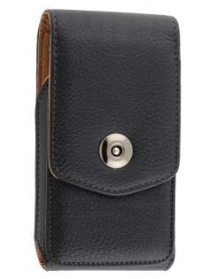 Textured Synthetic Leather Vertical Belt Pouch with Buckle - Bumper Case Compatible - Belt Pouch
