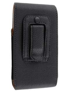 Textured Synthetic Leather Vertical Belt Pouch with Buckle - Bumper Case Compatible