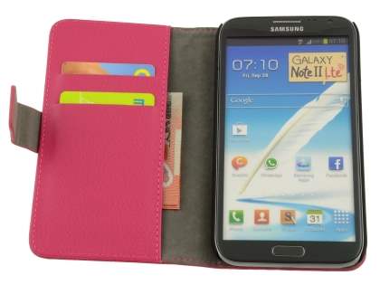 Synthetic Leather Wallet Case with Stand for Samsung Galaxy Note 2 4G - Pink