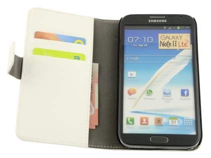 Synthetic Leather Wallet Case with Stand for Samsung Galaxy Note 2 4G - Pearl White