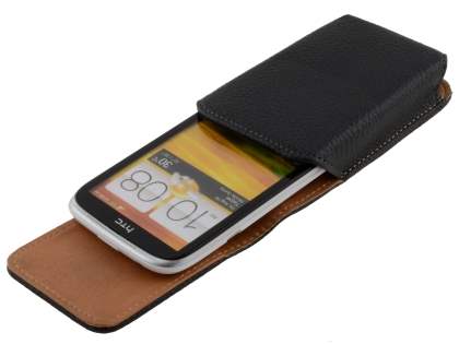 Textured Synthetic Leather Vertical Belt Pouch for HTC Desire X