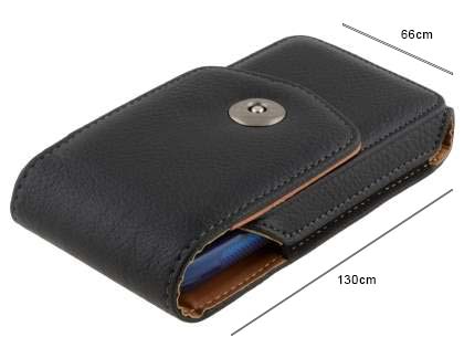 Textured Synthetic Leather Vertical Belt Pouch with Buckle - Bumper Case Compatible