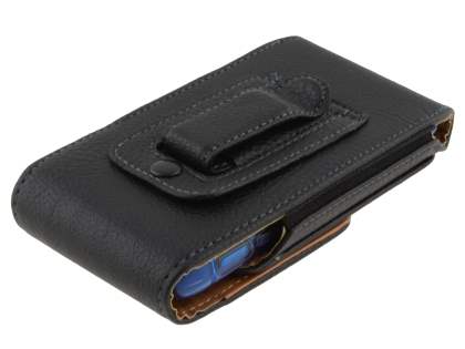 Textured Synthetic Leather Vertical Belt Pouch with Buckle - Bumper Case Compatible