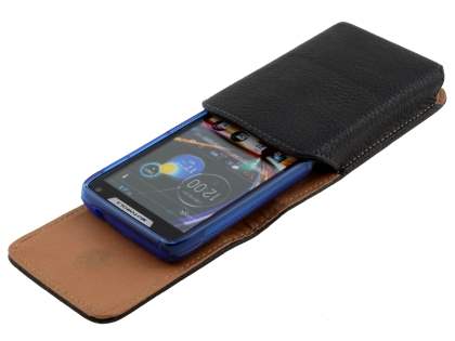 Textured Synthetic Leather Vertical Belt Pouch (Bumper Case Compatible) for Motorola RAZR M 4G XT905