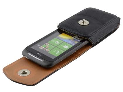 Textured Synthetic Leather Vertical Belt Pouch for HTC 7 Mozart